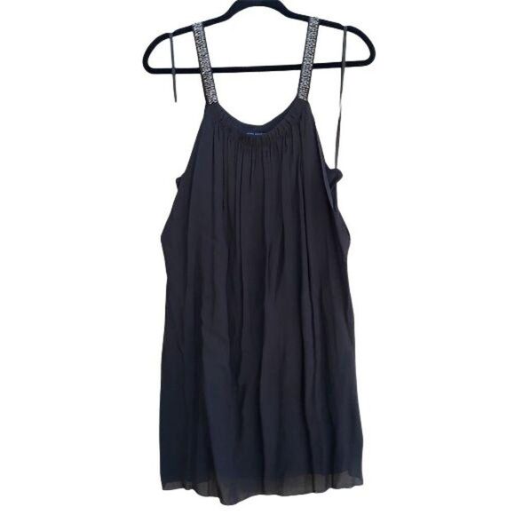 Banana Republic 100% Silk Flowy Slip Dress Beaded Scoop Neck Brown Size L - Picture 1 of 11